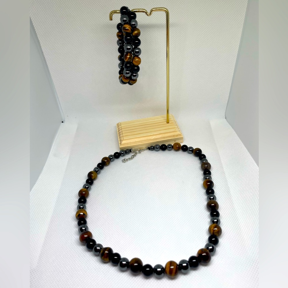 🤎🖤Stone Bracelet and Necklace Set🤎🖤